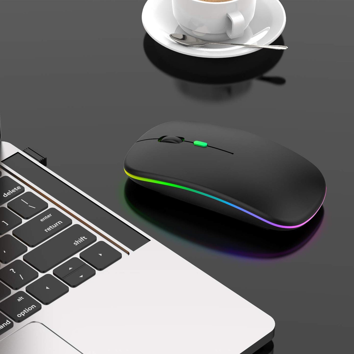 ADZOY Wireless Mouse Dual Mode Bluetooth 5.1 + 2.4Ghz Rechargeable RGB Led Silent Click Mouse connectivity Windows, Mac, iOS, Android (1 PCS)