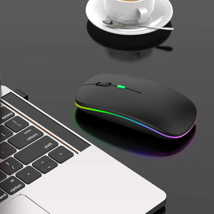 ADZOY Wireless Mouse Dual Mode Bluetooth 5.1 + 2.4Ghz Rechargeable RGB Led Silent Click Mouse connectivity Windows, Mac, iOS, Android (1 PCS)