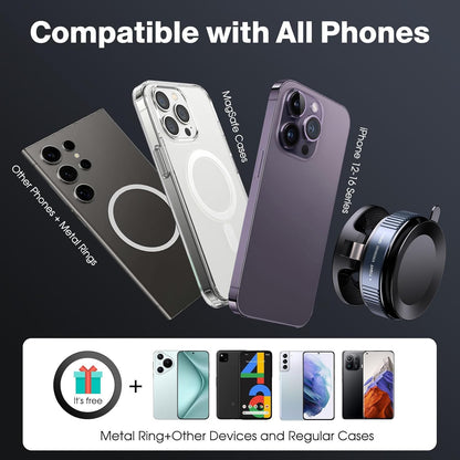 ADZOY Vacumm Suction Cup Extented Arm Phone Mount Magnetic Car Cell Phone Holder| 360 Rotation | Vacuum Lock Holder Multipurpose Use | Heavy Duty | Reusable Wall Holder for Kitchen, Bathroom, Desk