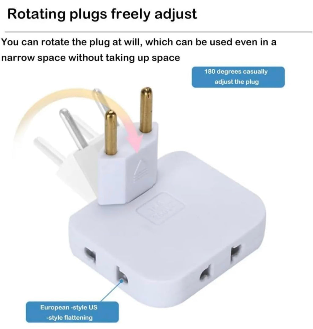ADZOY 3 Plug Socket | 3-in-1 Rotating and Foldable Wall Plug Adapter | Smart Sleek and Ultra Thin 180 Degree Wall Socket | Space-Saving Smart Multiplug Power Socket Behind The Sofa, Bed (1)