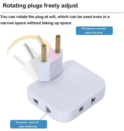 ADZOY 3 Plug Socket | 3-in-1 Rotating and Foldable Wall Plug Adapter | Smart Sleek and Ultra Thin 180 Degree Wall Socket | Space-Saving Smart Multiplug Power Socket Behind The Sofa, Bed (1)