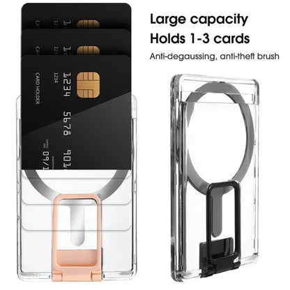 ADZOY Multifunctional Transparent Card Bag Foldable Back-Mounted Mobile Phone Holder Portable Home Office Desktop Lazy Cellphone Stand (1)