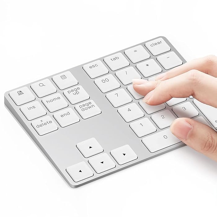 ADZOY Bluetooth and 2.4G Wireless Number Pad, Rechargeable Wireless Numeric Keypad Slim 35-Keys External Numpad Keyboard Data Entry Android/Win/MAC/iOS