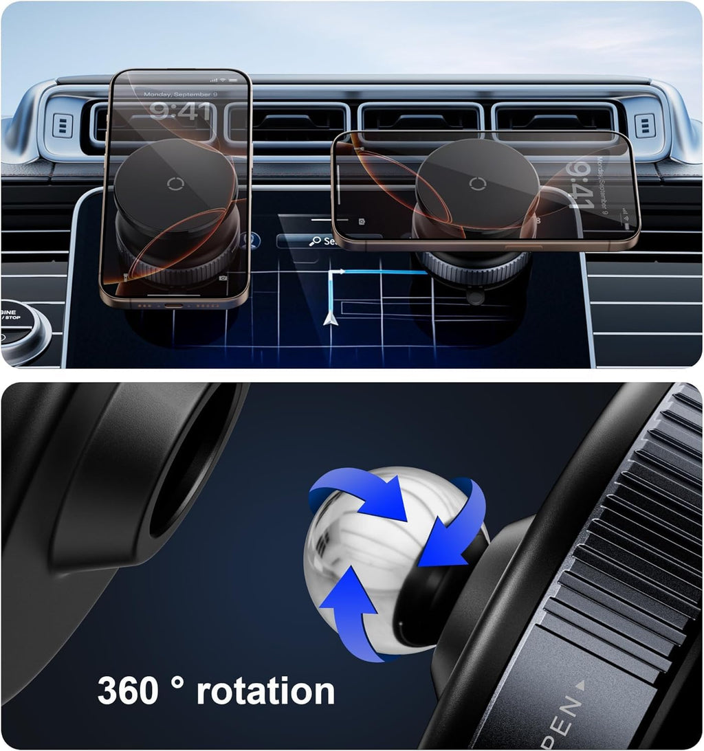 ADZOY Vacumm Suction Cup Phone Mount Magnetic Car Cell Phone Holder| 360 Rotation | Vacuum Lock Holder for Multipurpose Use | Heavy Duty | Reusable Wall Holder for Kitchen, Bathroom, Desk