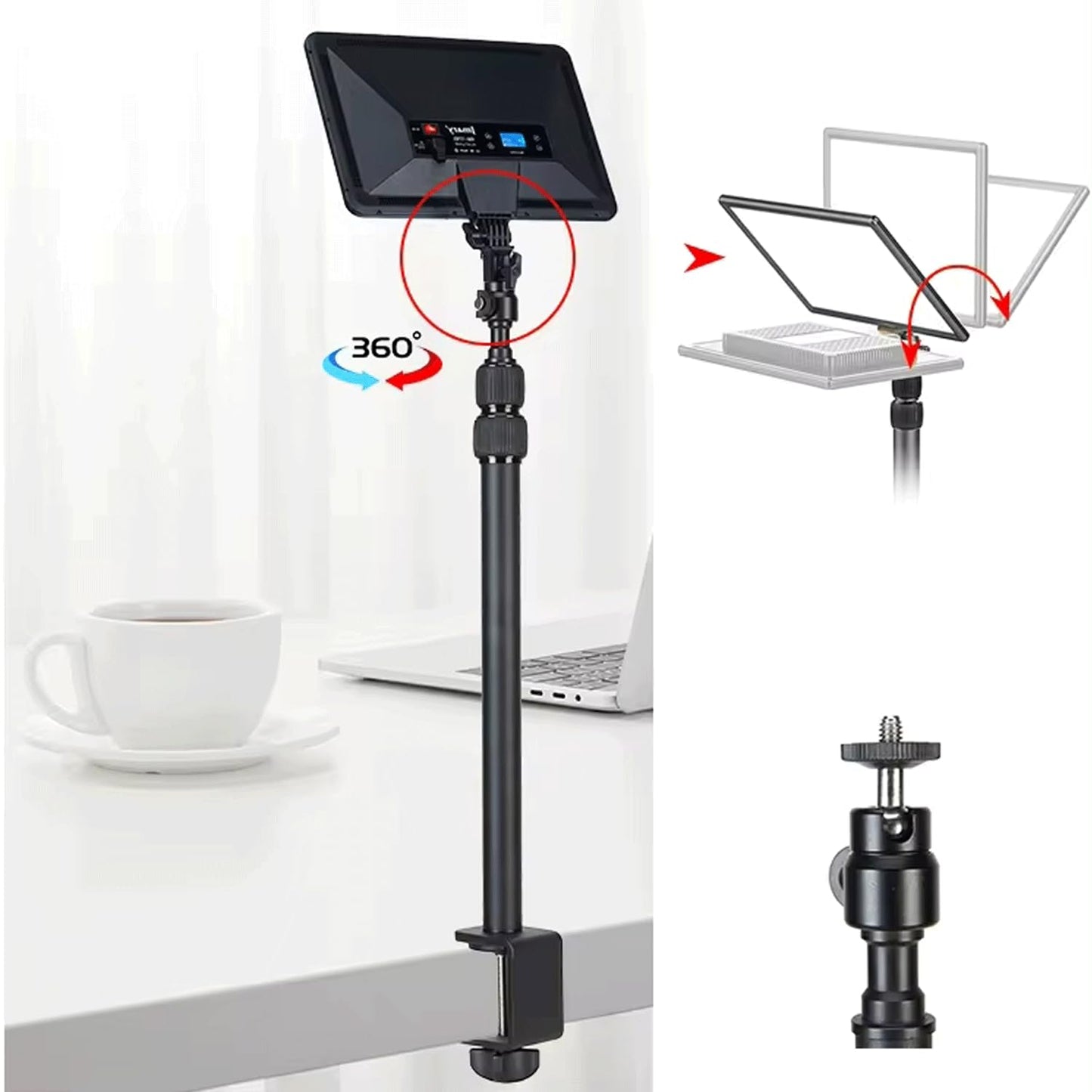 ADZOY MT-49 Light and Mobile Super Strong 360 Rotation Ball Head and Mobile Bracket Adjustable Stand with C Clamp, Tabletop Mount for Baking, Craft, Calligraphy, Drawing, Broadcasting & Recording