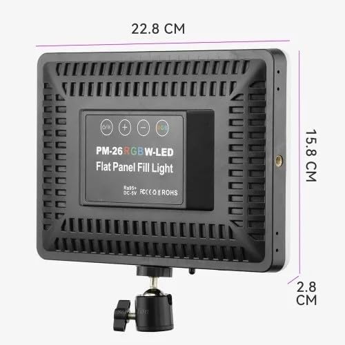 ADZOY PM-26 Photography RGB LED Lighting Panel Light & Remote Control with  MT49 Light Stand Tabletop C Clamp Desk Mount Table Stand, Super Clamp & Collar Mic &  BT-03 Bluetooth Control Button