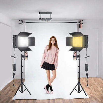 ADZOY Photography Lighting Bi-Color 40W (600 LED) with Barn Door 10" Panel LED Video Light, Bluetooth Remote, 7 Feet Adjutable Metal Tripod and Super Clamp, Light for Video/Photo/Live Streaming