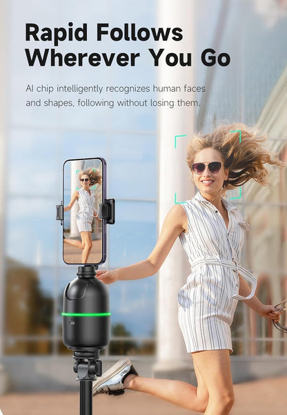 ADZOY L16 61" Tall Selfie Stick Aluminum Tripod Stand with Remote & P03 Auto Face Tracking Mobile Phone Holder, Compatible with iPhone/Android/GoPro (L16+P03 Auto Face Tracking Mobile Phone Holder)