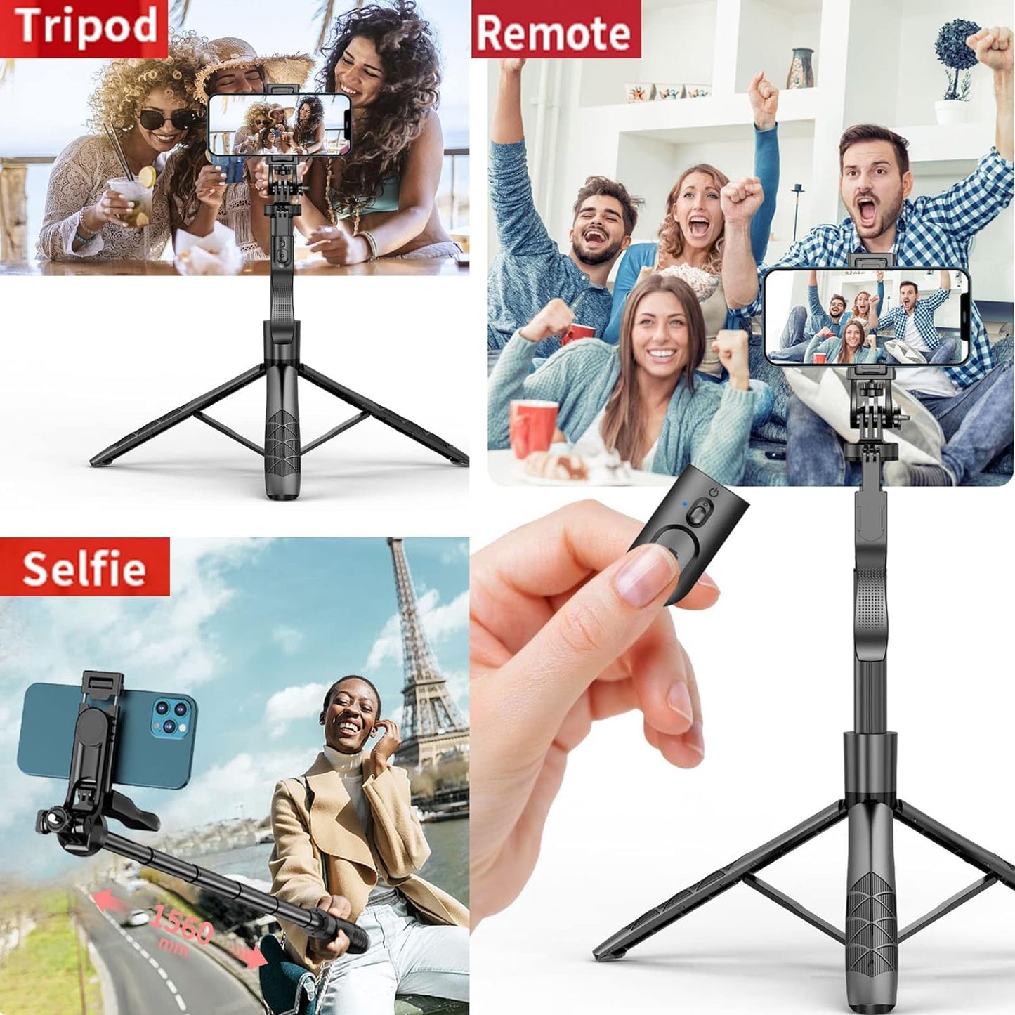 ADZOY Professional Combo of 11 Inch USB Powered Panel Light with ADL-L16 Selfie Stick Phone Tripod with Remote | 60" Extendable 360° Rotation Overhead Phone Holder Stabilizer for Recording Live Stream