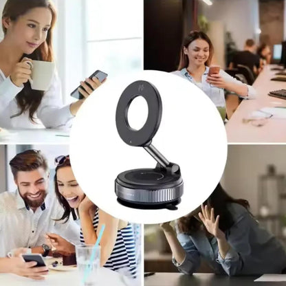 ADZOY Vacumm Suction Cup Extented Arm Phone Mount Magnetic Car Cell Phone Holder| 360 Rotation | Vacuum Lock Holder Multipurpose Use | Heavy Duty | Reusable Wall Holder for Kitchen, Bathroom, Desk