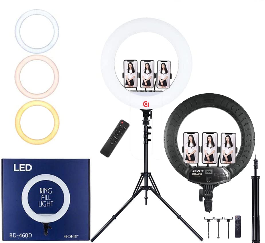 ADZOY Professional BD-460 with 600 LED Power 18 Inch Ring Light and 7 Feet Metal Tripod (Supports Up to 2500 g)