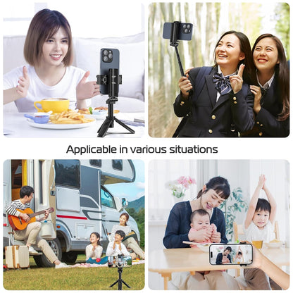 ADZOY Stainless Steel P15 MINI Pocket Monopod Retractable Selfie Stick Tripod with Detachable Remote Pocket Size,3-in-1 Mini Phone Grip 2 Cold Shoe,10M/393.7'' Wireless Shutter