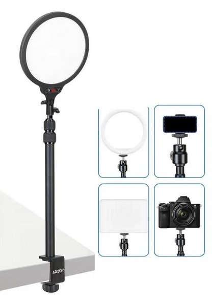 ADZOY 2024 NEEPHO PL-26CM Led Round Panel Light Video Light Led Ring Light with MT49 Stand Tabletop C Clamp Desk Mount Table Stand