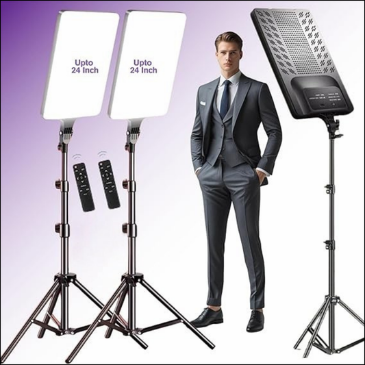 ADZOY 2-Pack 24'' LED Video Bi-Colors Light Kit, 2700-7500K Dimmable Photography Lighting with Remote and 84 inches Stand, CRI 96+ Studio Lights for TikTok, YouTube, Game Streaming, Video Photography