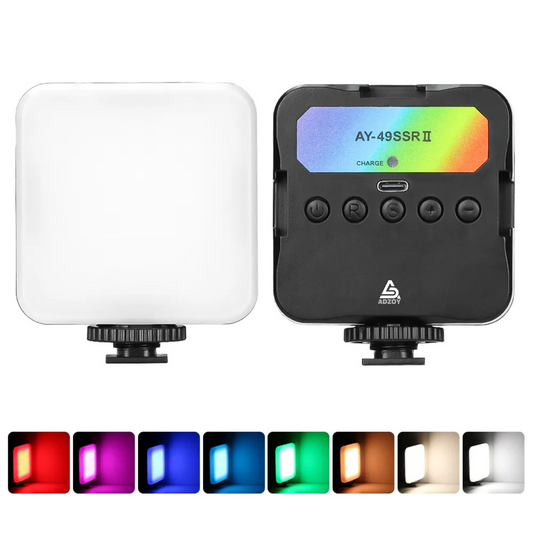 ADZOY Portable Camera Full Color RGB Video Lights,1800mAh Rechargeable 3000-6000K Dimmable with 3 Cold Shoe and 1/4 Screw Hole for Vlogging, Streaming, Photography