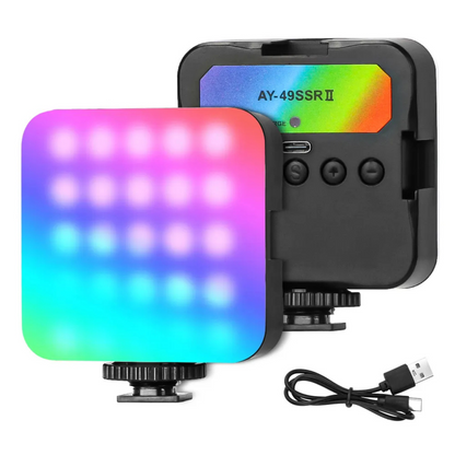 ADZOY Portable Camera Full Color RGB Video Lights,1800mAh Rechargeable 3000-6000K Dimmable with 3 Cold Shoe and 1/4 Screw Hole for Vlogging, Streaming, Photography