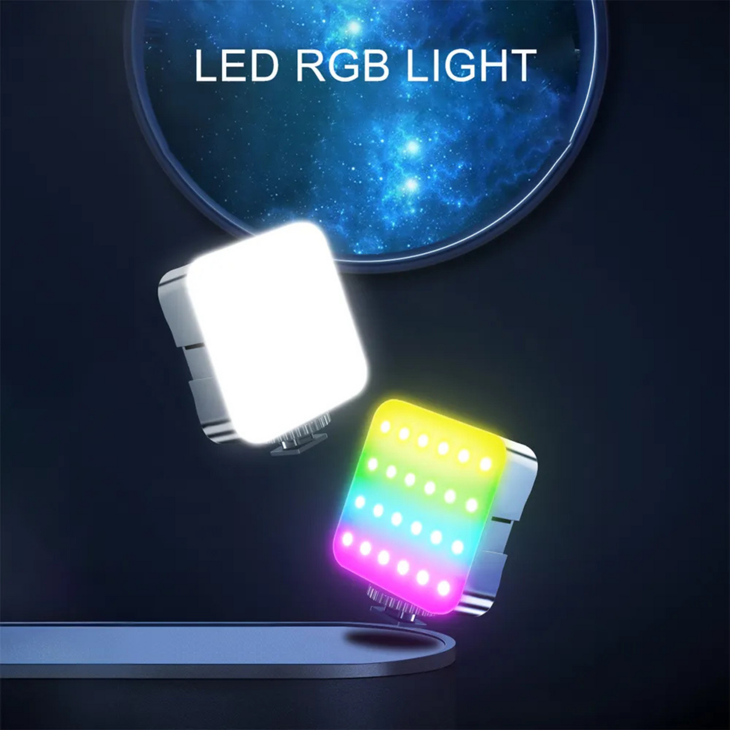 ADZOY Portable Camera Full Color RGB Video Lights,1800mAh Rechargeable 3000-6000K Dimmable with 3 Cold Shoe and 1/4 Screw Hole for Vlogging, Streaming, Photography