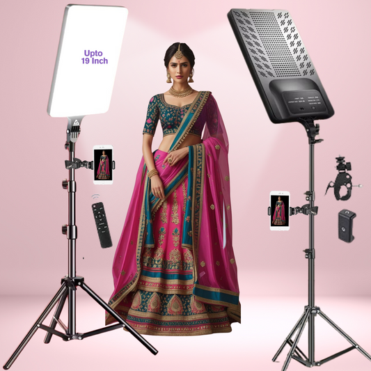 ADZOY 19'' LED Video Bi-Colors Light Kit, 2700-7500K Dimmable Photography Lighting with Remote, Super Clamp and 84 inches Stand, CRI 96+ Studio Lights for YouTube, Game Streaming, Video Photography